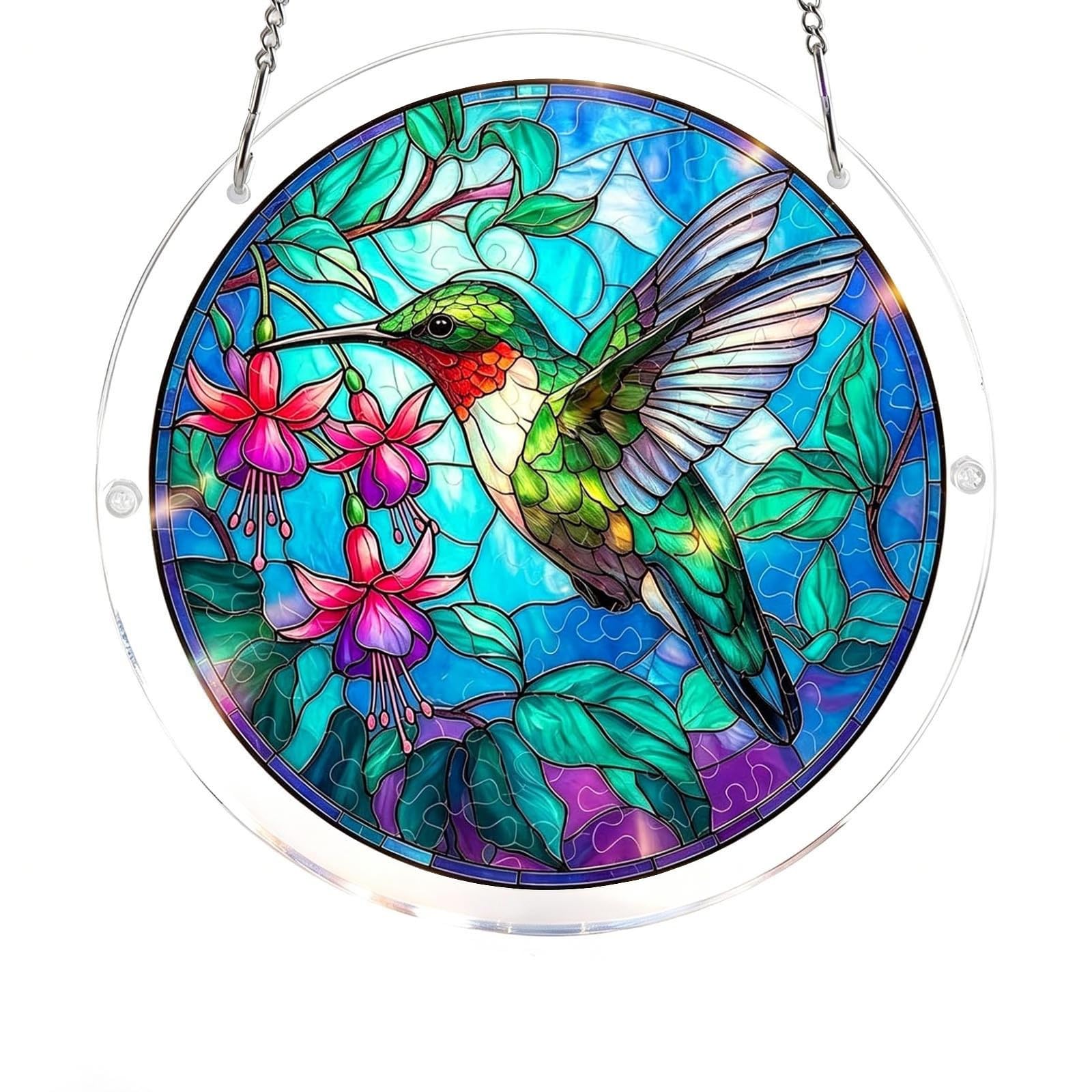 Acrylic Puzzles Suncatcher,Stained Glass Puzzle Sun Catcher for Windows and Garden Decor,Acrylic Suncatcher Puzzles for Balcony,Window Suncatchers,Dual-Sided Hanging Ornament