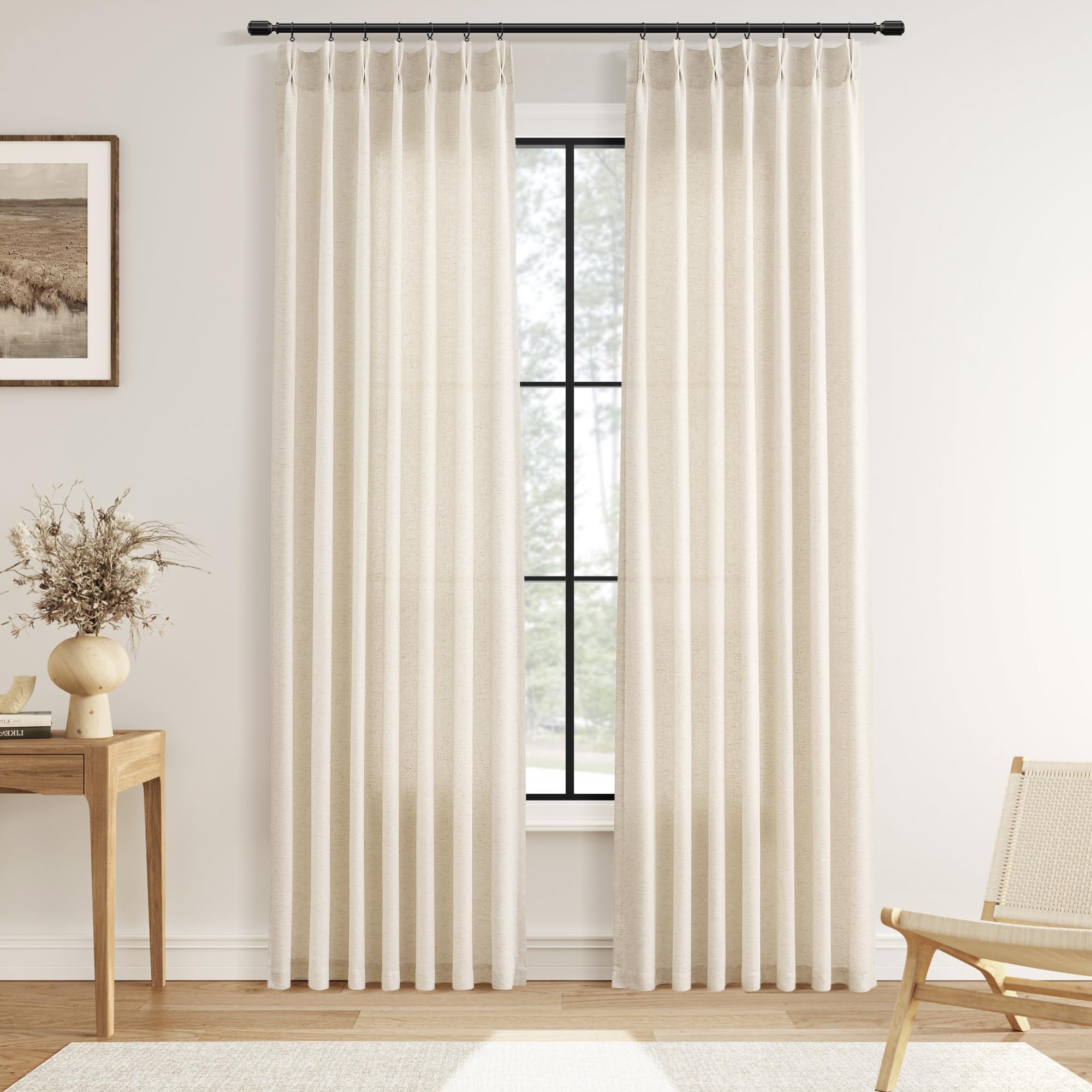 Linen Pinch Pleat Curtains - Soft Light & Privacy -12
