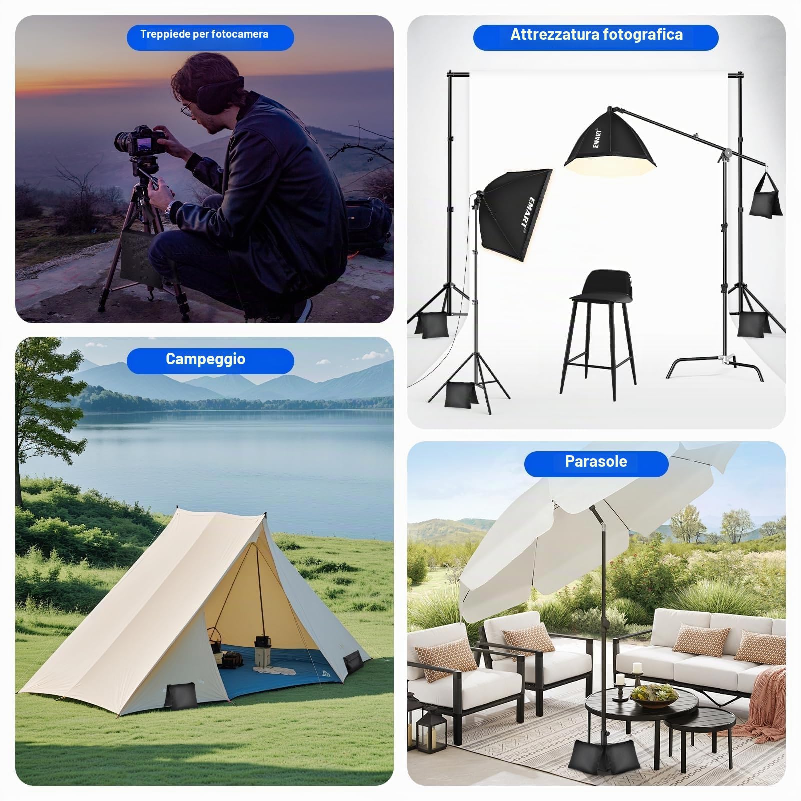 EMART 4 Pcs Sacchi di Sabbia Resistente per Studio Fotografico e Video, Treppiedi, Giardino