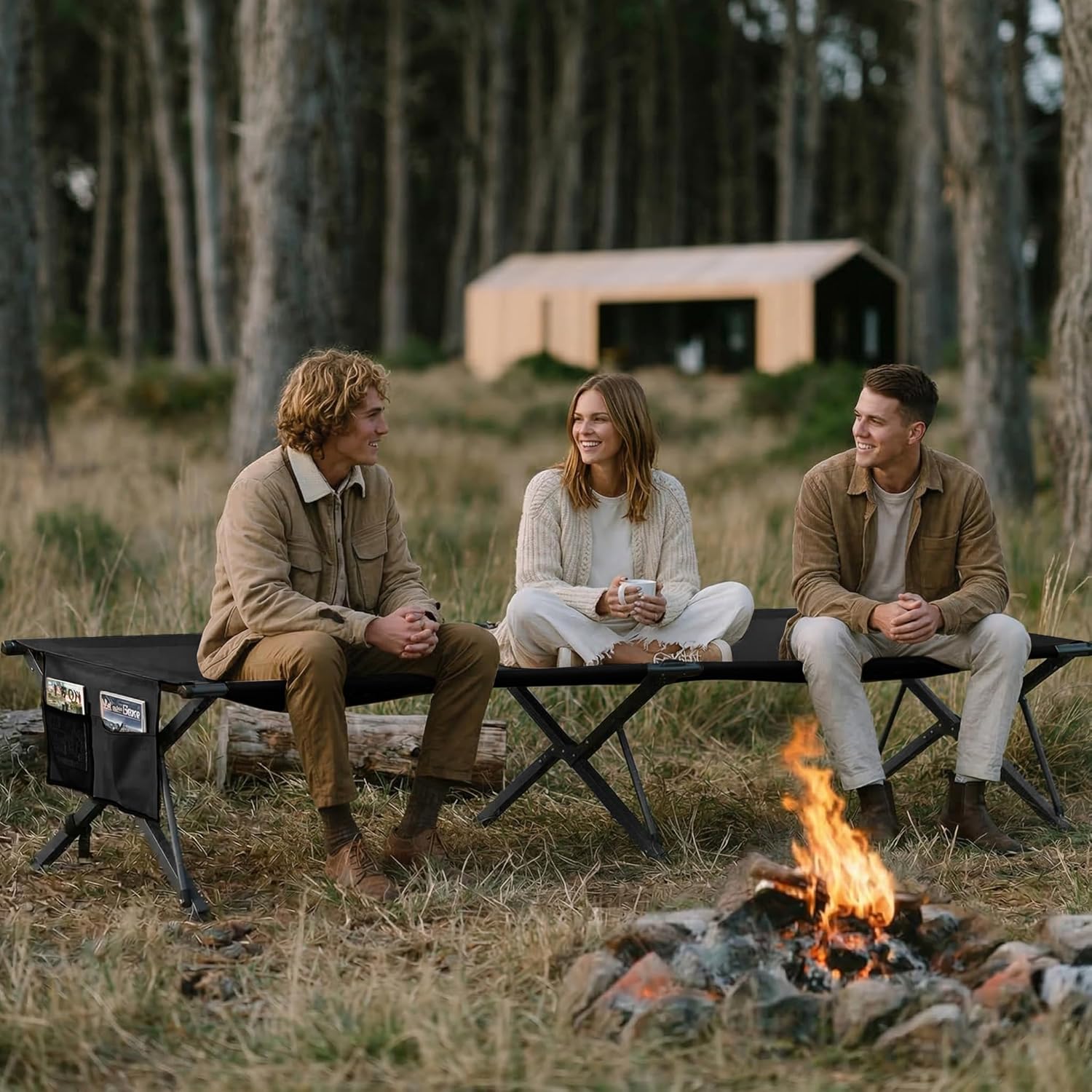 34.1'' Heavy Duty Camping Cot for Adults, 500 lbs Capacity, Supports Up to 6.9ft, Military Folding Portable Cot with Carry Bag for Camping, Travel, Guest & Emergency Use, Black