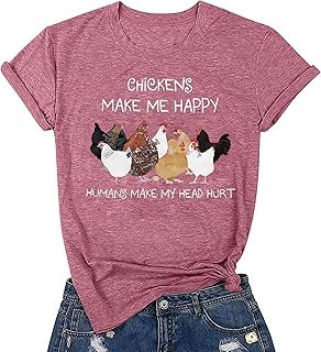 Chicken Shirts for Women Funny Mom Shirt Animal Graphic Tees Farm Country Short Sleeve Tops