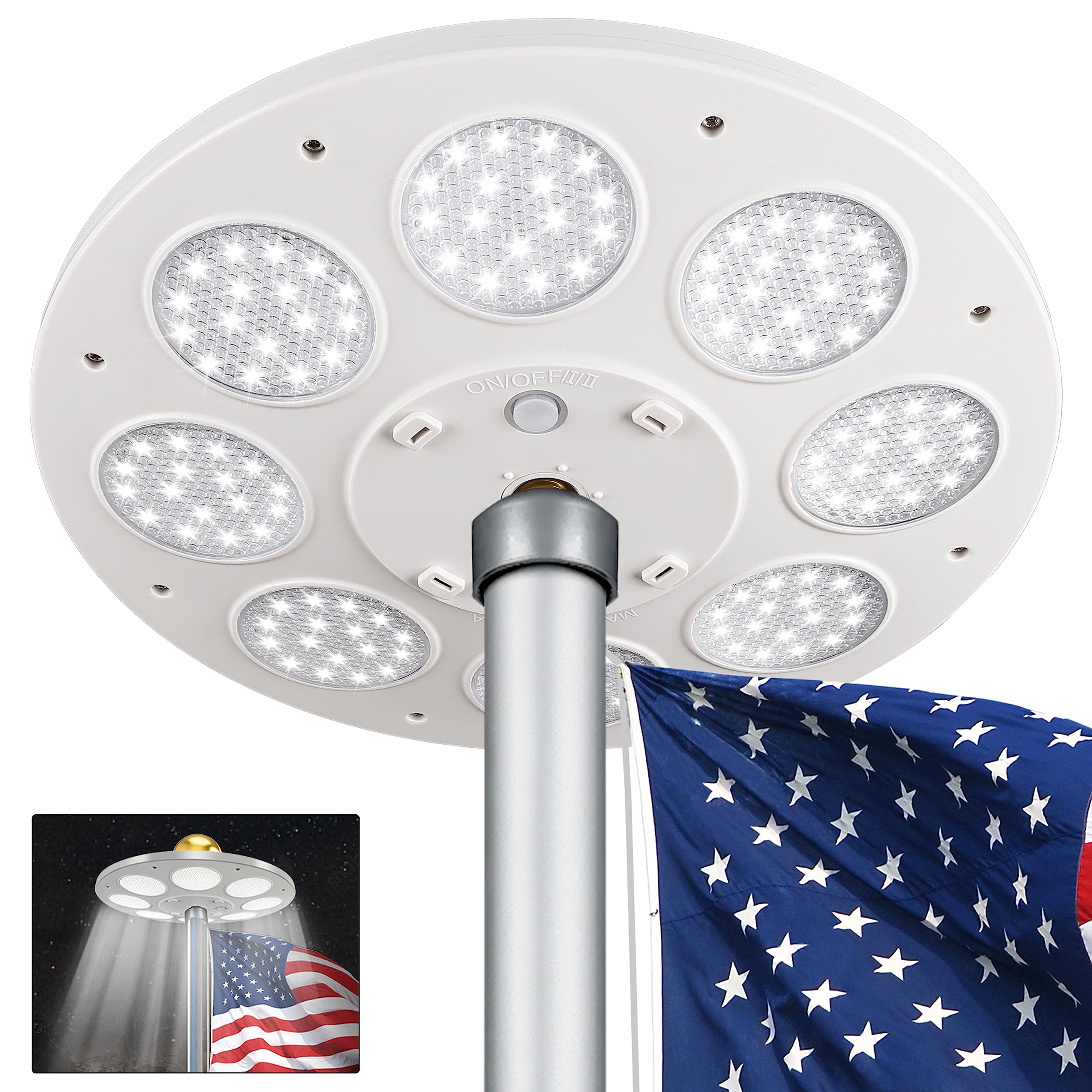 AurolitAurolit Flagpole Light Solar Powered, 136 LED for 15-25 Ft Poles, 12 Hour Dusk to Dawn Auto On/Off, Spectacular Aurora Lighting on Outdoor Top