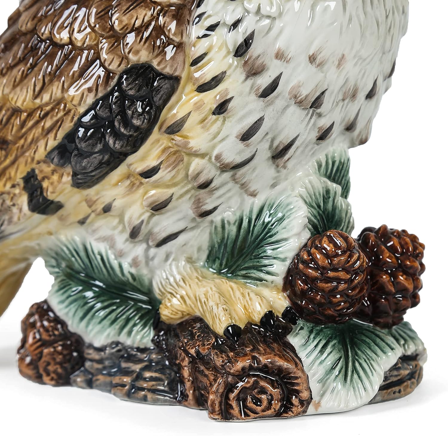 Ceramic Large Collectible Figurines Statue，3D Hand-Painted Owl Home Decoration- 9.45 H