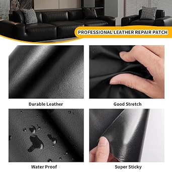 JuCheng Leather Repair Kit, Light Brown, 17X158 inch | Self-Adhesive Waterproof Patch, For Furniture, Car Seats, Sofa, Couch, Vinyl, Instant Fix for Tears & Scratches