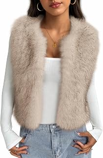 BTFBM Women's Faux Fur Vest 2026 Trendy Sleeveless Fuzzy Fluffy Coat with Pockets Fall Winter Outerwear