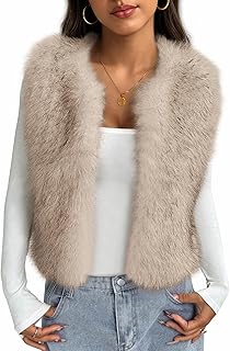 Faux Fur Vest Women Fall Fashion 2025 Sleeveless Fuzzy Jacket Fluffy Coa...