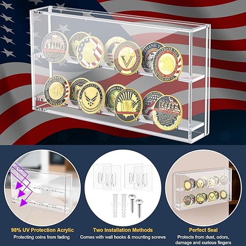 Miniatura 2 de Vitrina de acrílico para monedas de desafío, soporte de exhibición militar, soporte de exhibición de monedas de desafío de montaje en pared, caja
