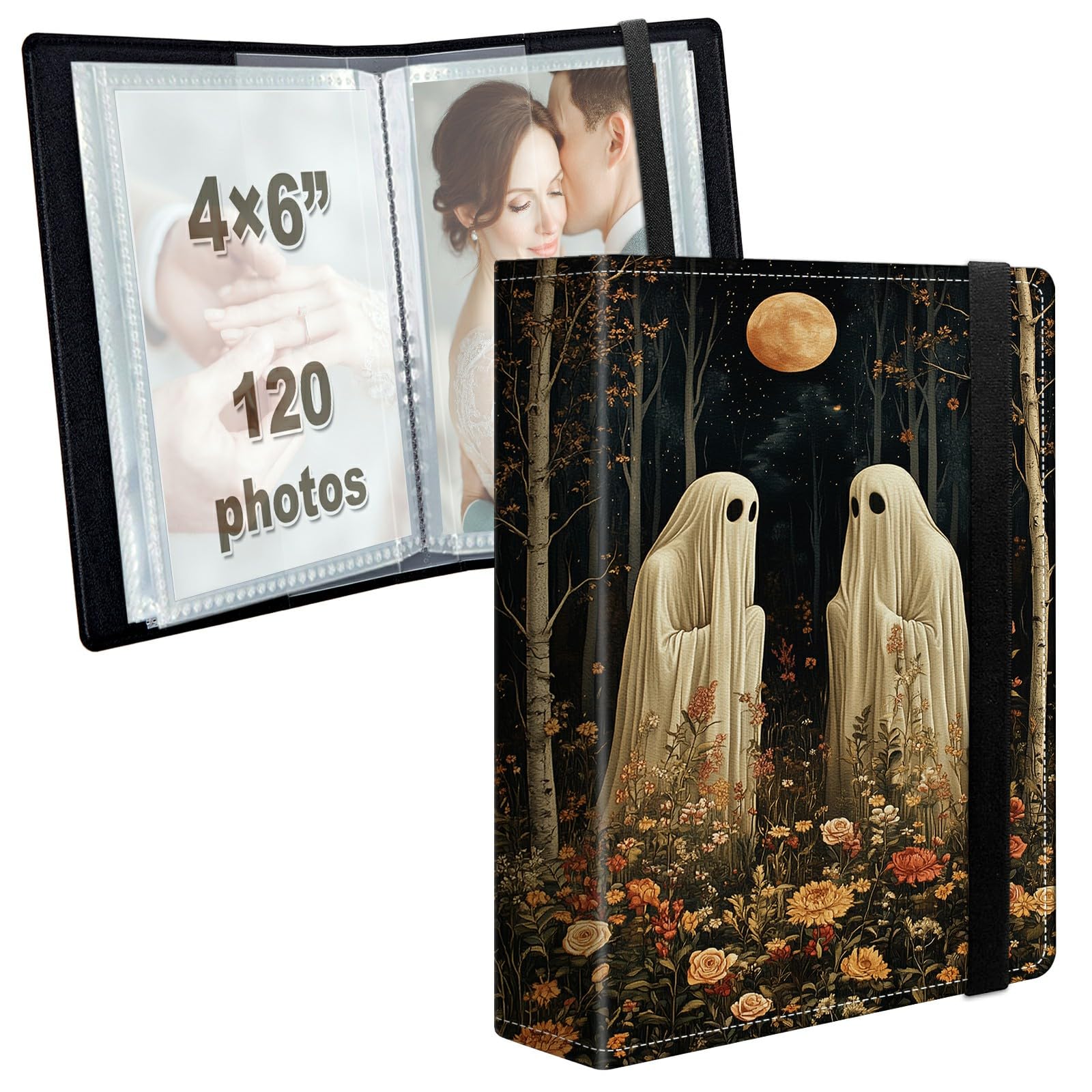 Photo Album 4x6 120 Photos with Strong Elastic Band, Ghosts Moon Forest