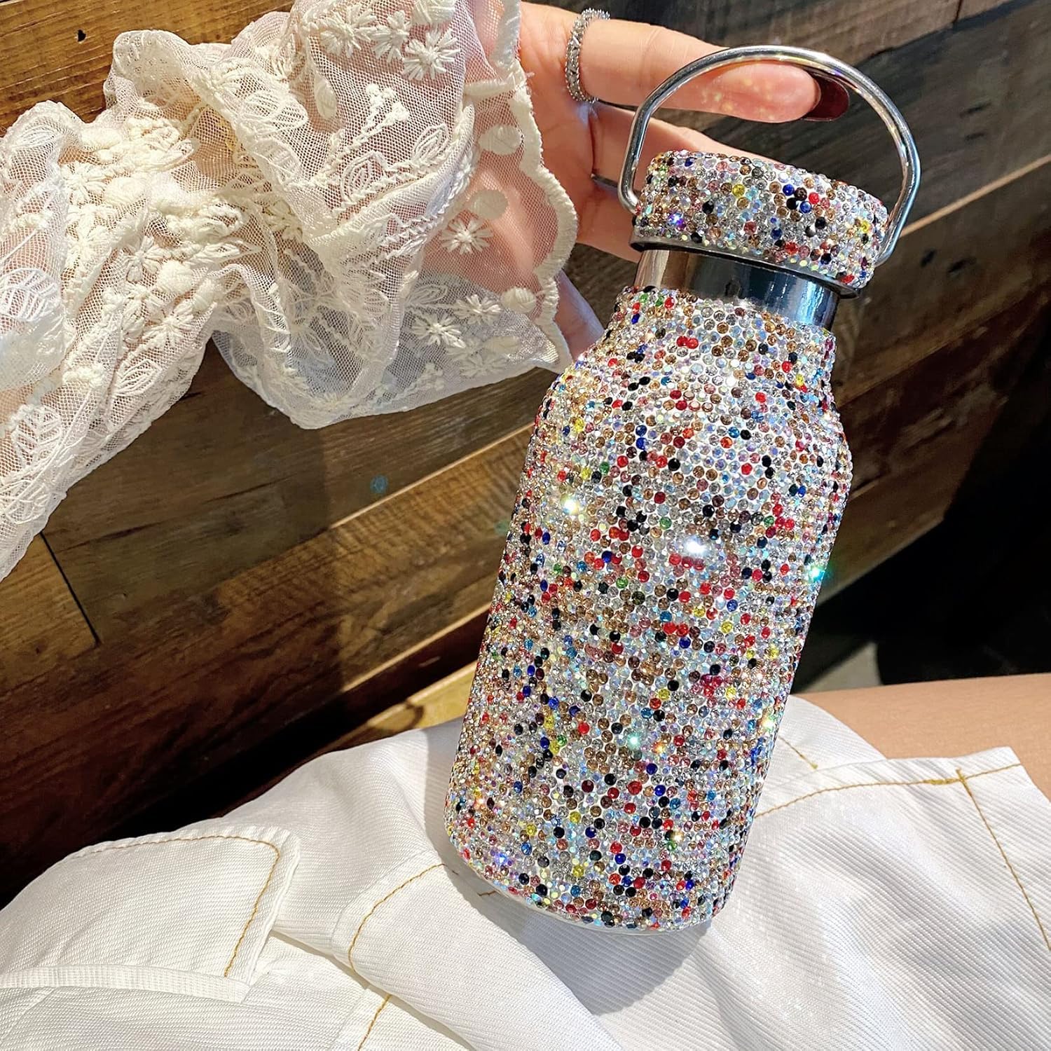 Diamentowa termos, butelka termiczna, Bling Rhinestone butelka wody kubek podróżny ze stali nierdzewnej kubek wody sport samochodowy kubek podróżny dla kobiet strona główna impreza na świeżym powietrz