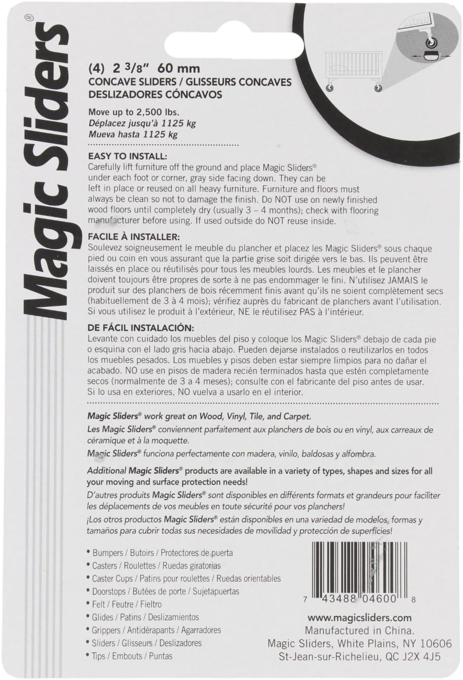 Magic Sliders 2 3/8" Concave Sliders (4600), 4 ct (3 Pack)