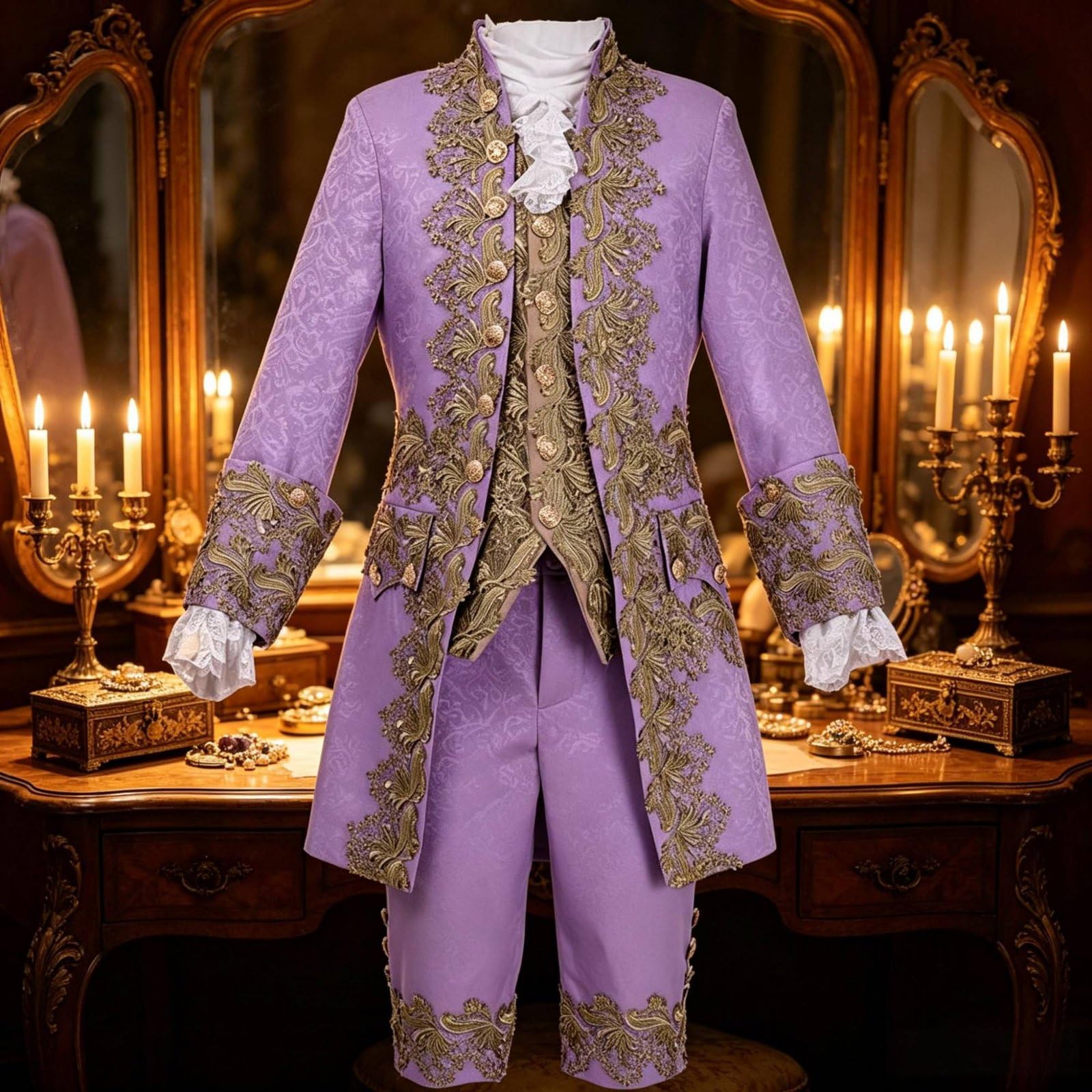 Sharplace Príncipe Traje Disfraz Medieval Conjunto Chaqueta Pantalones Detalles Material Poliéster Adecuado para Halloween Cosplay Fiestas Temáticas Presentaciones Adultos