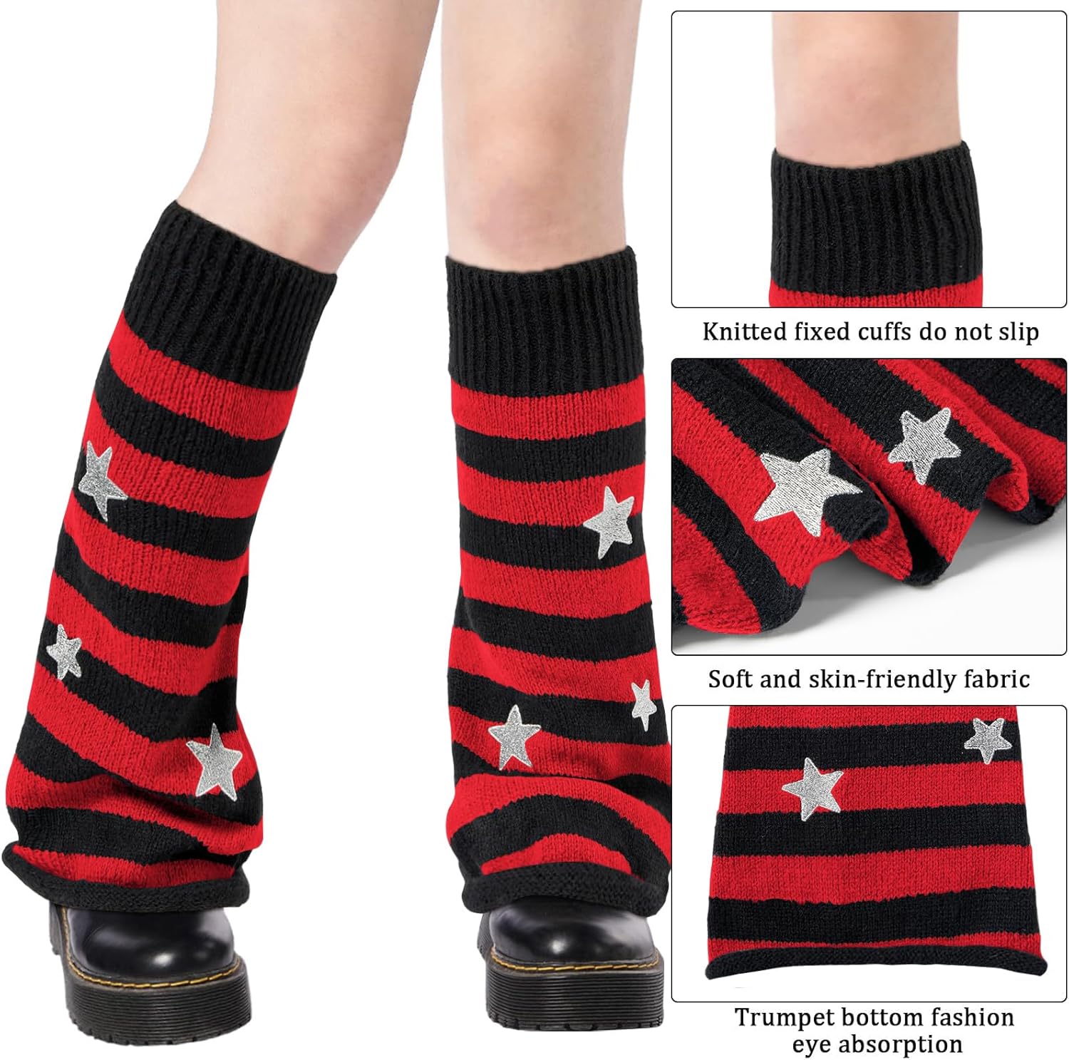 Moon Wood Leg Warmers for Girls Women Kawaii Harajuku Leg Warmers Cute Knitted Leg Warmer Goth Lolita - Image 2