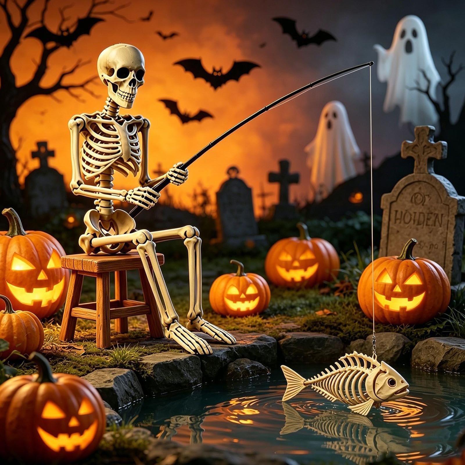 Esqueleto Decorativo De Halloween Gran escultura de esqueleto gótico