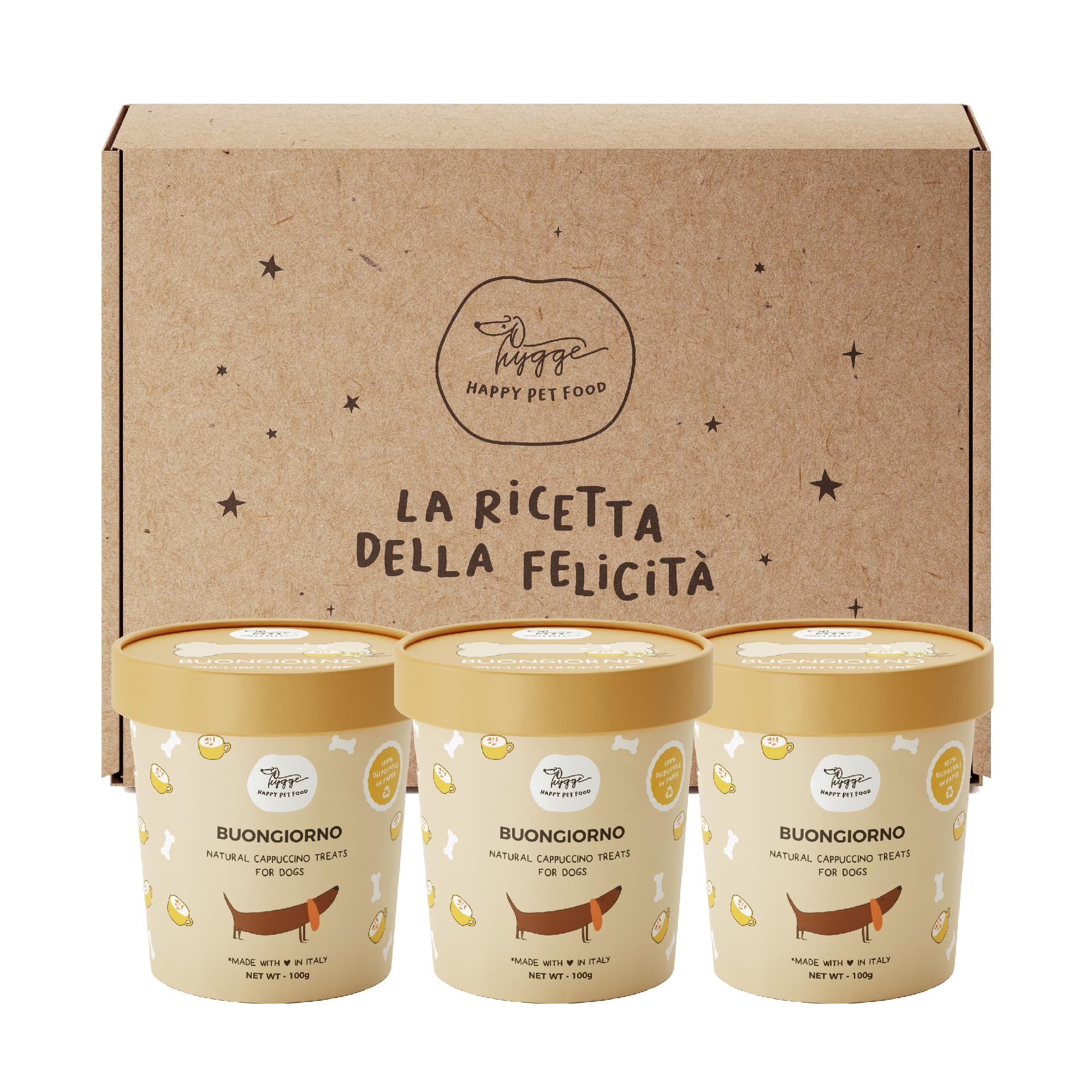 Hygge Dog® Galletas Buenos Días: Galletas para perros naturales de vainilla Cappuccino para desayuno | Snack Perro ideal para adiestramiento, para todos los tamaños y edades | Suministro para 3 meses,