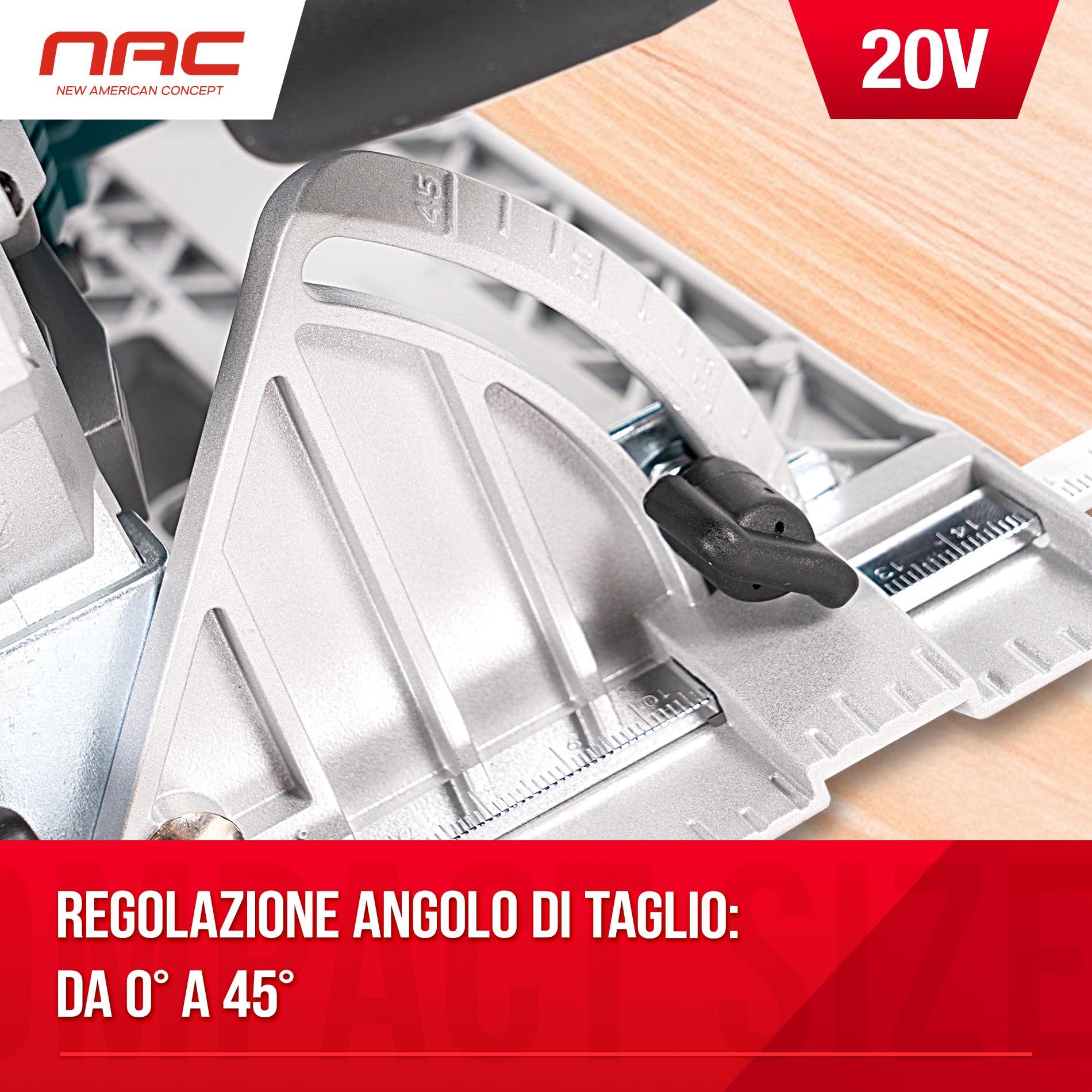 NAC NEW AMERICAN CONCEPT Sierra Circular Manual con Láser de Guía - Sierra Circular a Batería con Sistema de Extracción de Polvo y Virutas - Sierra de Inmersión sin Baterías ni Cargador
