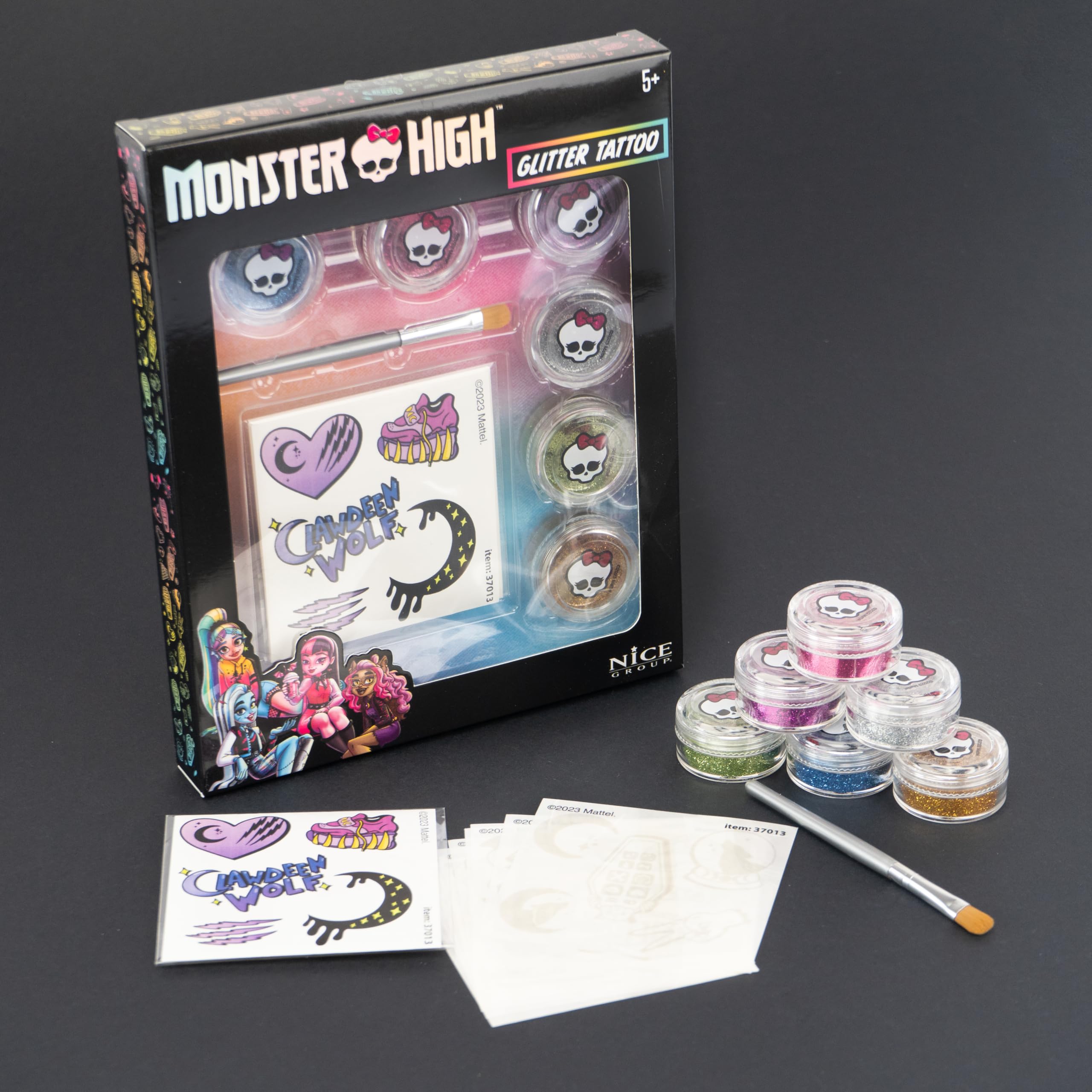 Nice Group - Monster High Glitter Tattoo, zestaw brokatowych tatuaży i pudru dla dzieci