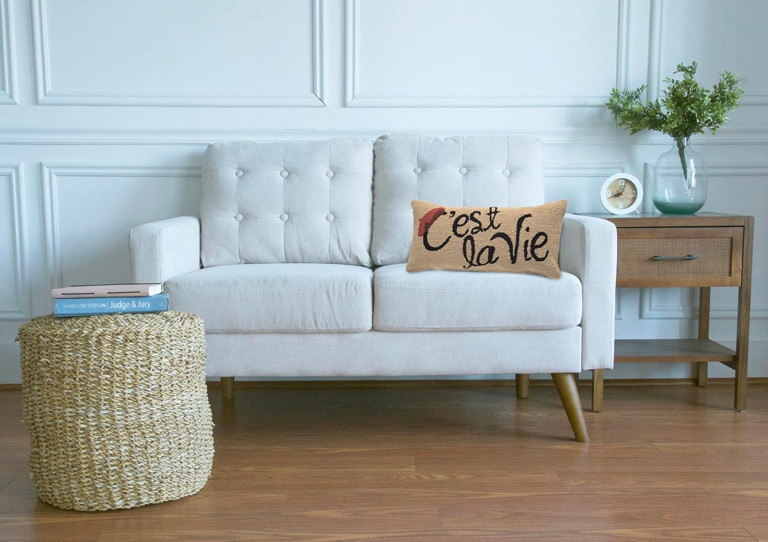 C&F Home French Chapeau C'est La Vie Hooked Accent Pillow 12" x 24" All Seasons Summer That's Life Vacation Getaway France European Home Living Room Sofa Couch Chair Bed Bedroom Decor Decoration