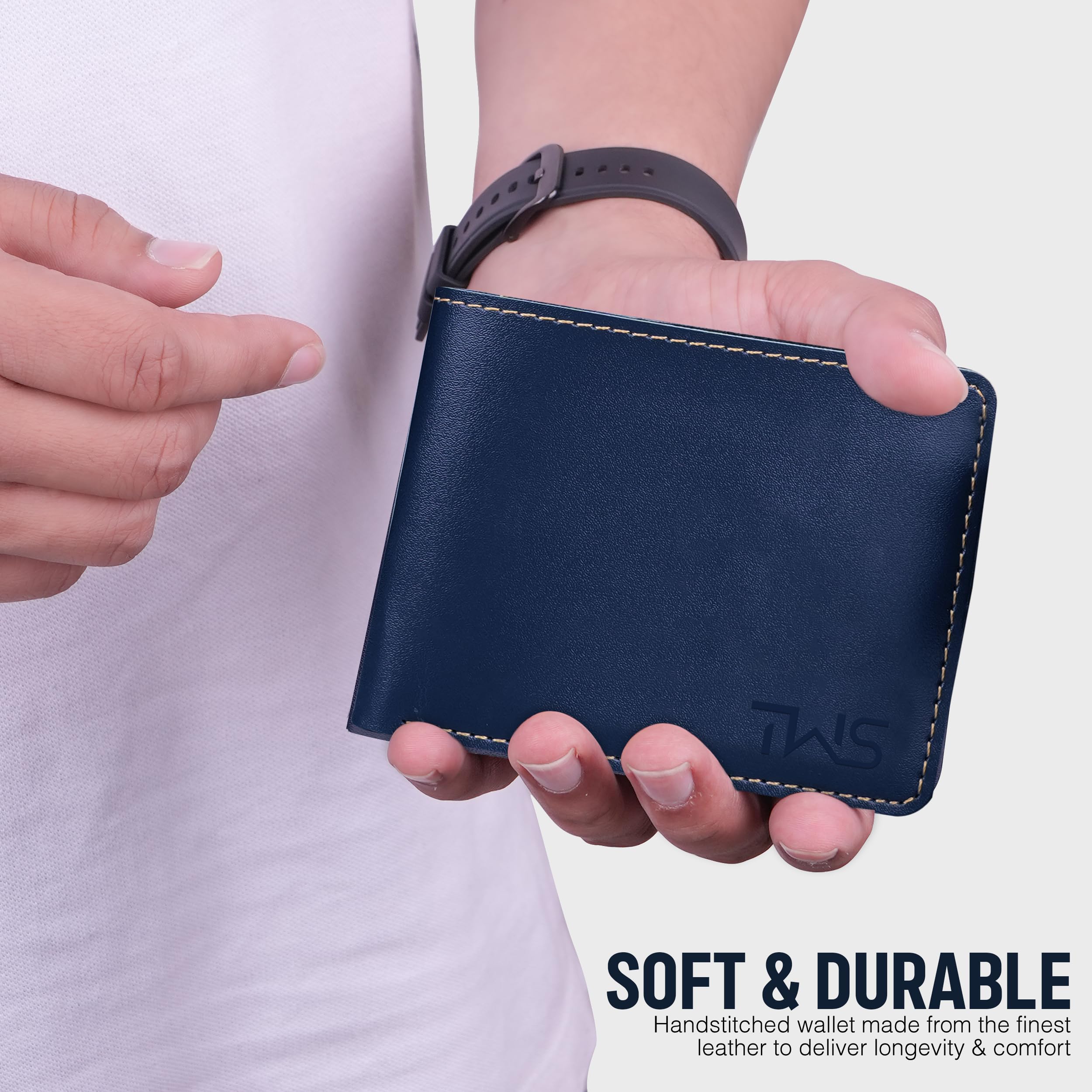 The Wallet Store Vegan Leather Wallet For Men - Blue