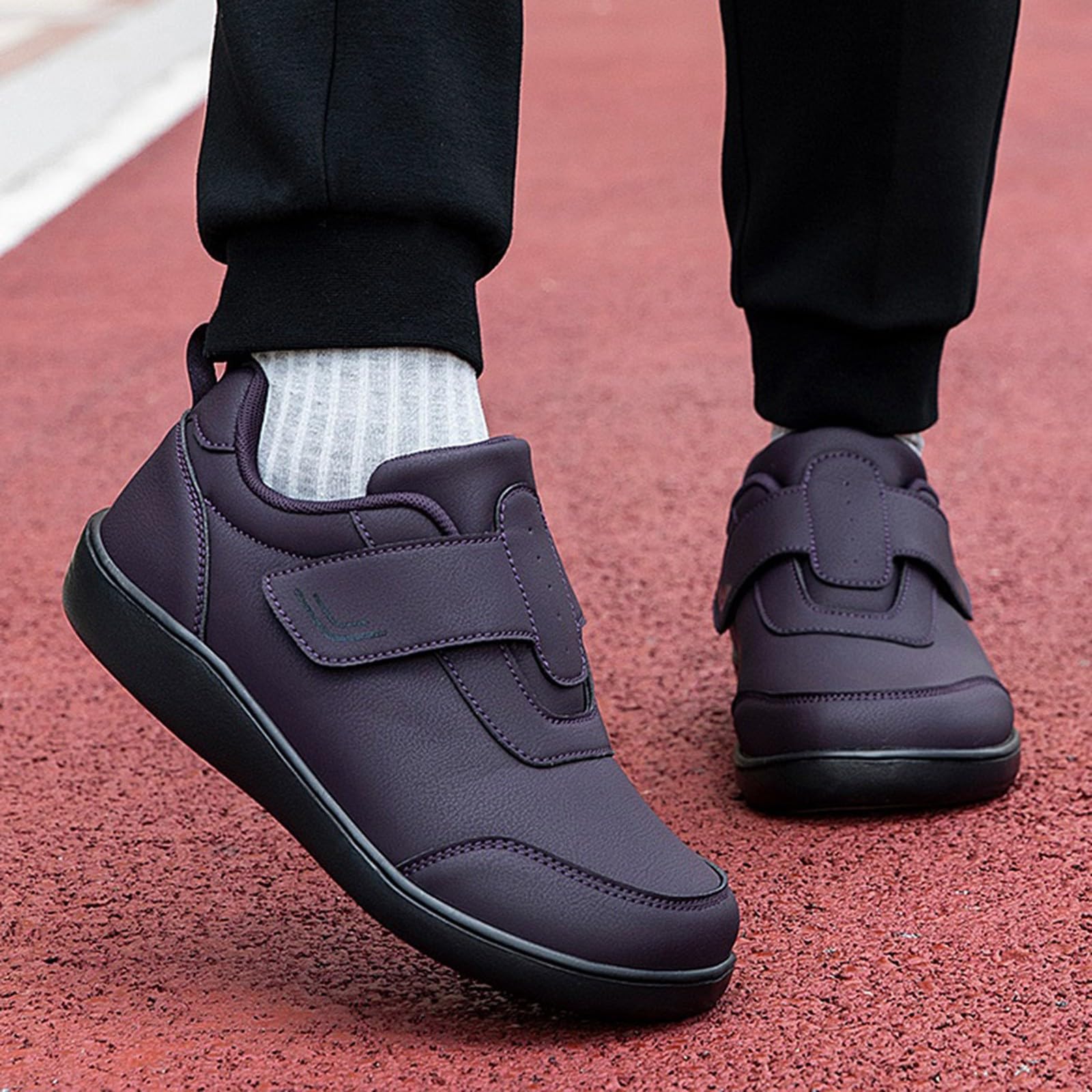 Chaussons Homme Hiver Chaud Fantaisie Chaussures en Cuir Grande Taille pour Le Printemps et l'automne, modèle à Bout Large sans Lacets, Confortables pour la Marche, idéales Sandales Homme Taille 6