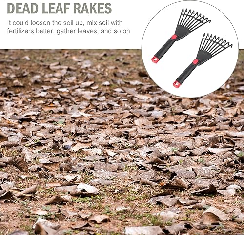Miniatura 9 de 2 piezas de rastrillos de mano de jardinería rastrillos de plástico para cenizas, mini herramientas de cultivo de jardín para aflojar el suelo,