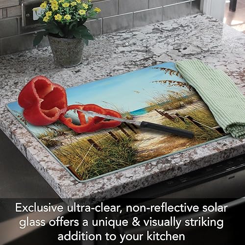 Miniatura 5 de CounterArt Path to the Ocean 3mm Tempered Glass Cutting Board 15” x 12” Serving Board Charcuterie Board