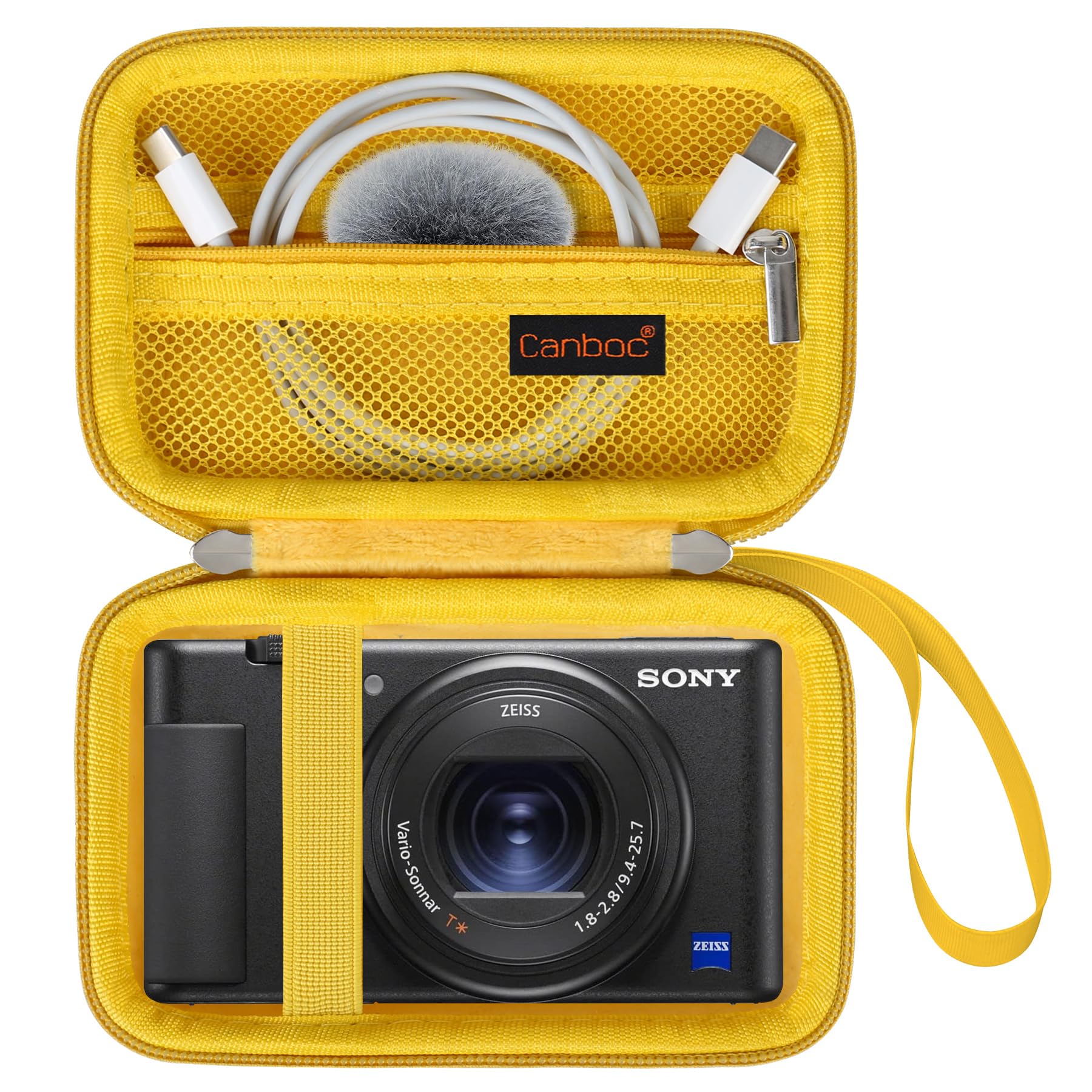 Custodia Rigida Canboc Per Sony ZV-1 / ZV-1F / ZV-1 II, Con Tasca A Rete E Fascia Elastica, Protezione Antigraffio