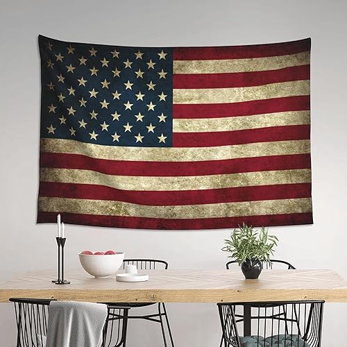 Miniatura 3 de JUHIOPOI Tapiz retro con bandera americana, decoración de pared, tapiz de arte para colgar en la pared, tapiz de pared para dormitorio, sala de