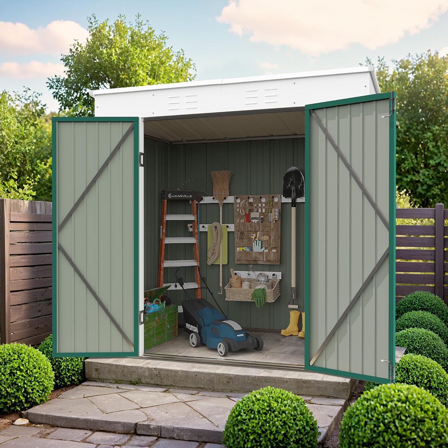 Amazon.com : Devoko 6 x 8 FT Outdoor Storage Shed, Metal Garden Tool ...