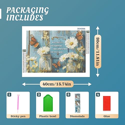 Miniatura 3 de MBYAUYN Kits de arte de diamantes para adultos, flores, pinturas de puntos de diamante de taladro completo, pinturas artísticas y manualidades