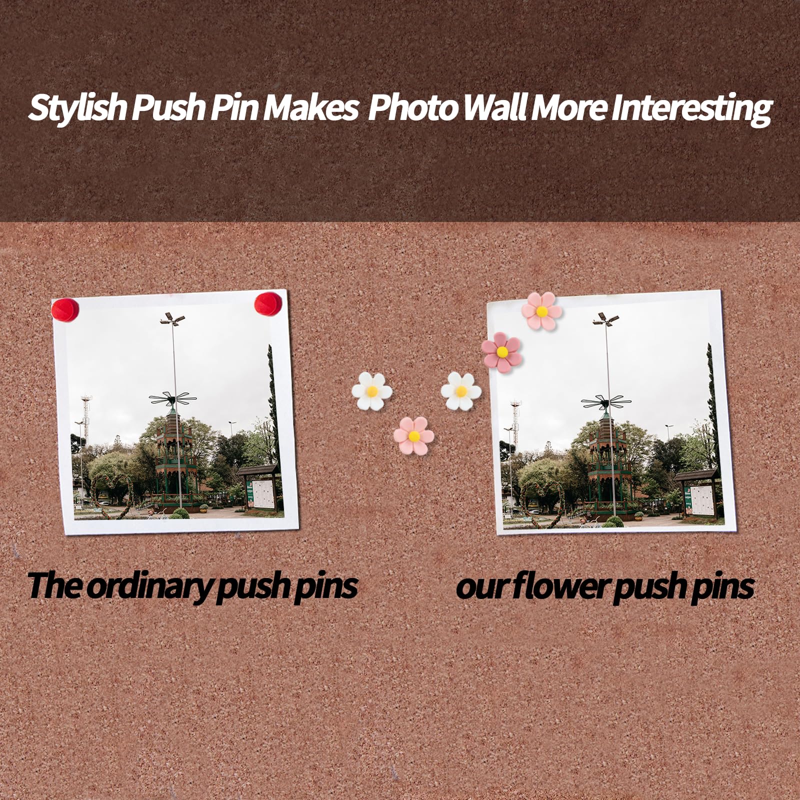 Flower Push Pins - Cute Office Decor & Bulletin Board Supplies -2 Flower Push Pins - Cute Office Decor & Bulletin Board Supplies -2