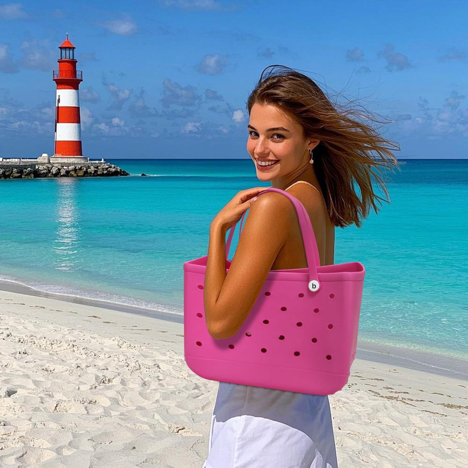 EVA Beach Tote Bag - Waterproof Washable Tip Proof Durable Open Tote Bag for the Beach Boat Pool Sports - Image 8