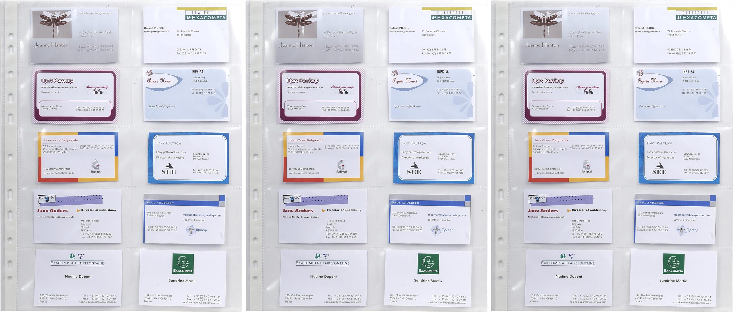 Fundas para tarjetas de visita con multitaladros Exacompta 55046E pack de 3 8