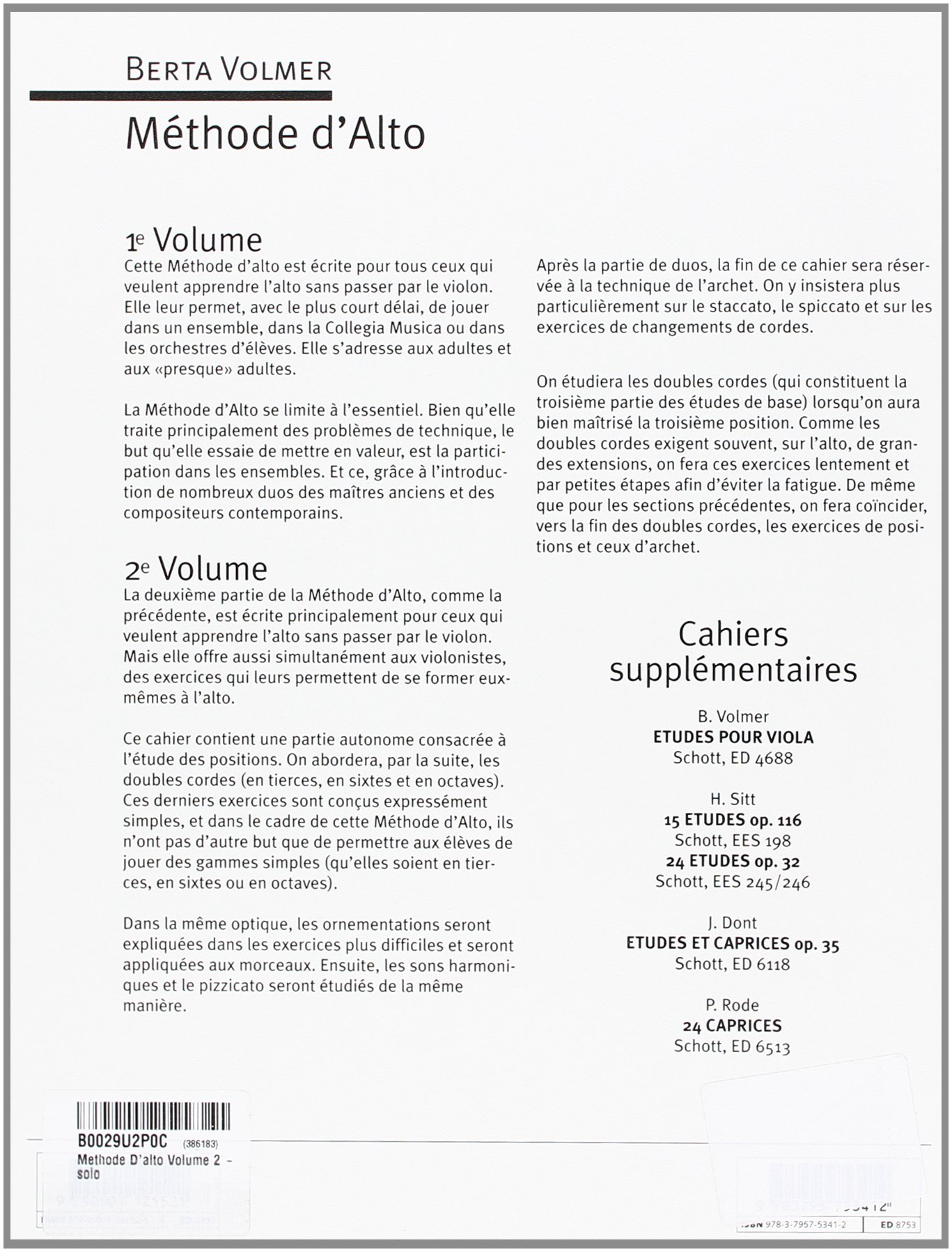 Methode D'alto Volume 2 - Va solo