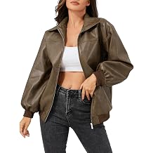 Leather Jacket Women Vintage Washed Faux Oversized Casual Motorcycle Biker Bomber Coats With Pockets 2025 Y2K Trendy