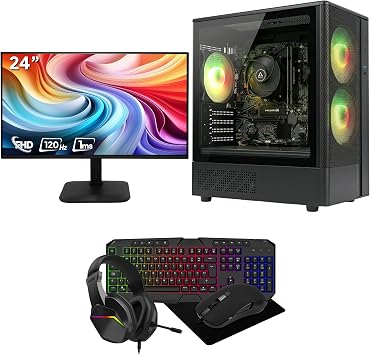 GTR Gaming -Starter PC Bundle   Ryzen 5 | 16GB RAM | 1TB SSD | 24  165Hz Monitor | Esports Ready for Fortnite, Valorant & Minecraft | Full Setup with Keyboard, Mouse & Headset | Windows 11 | WiFi