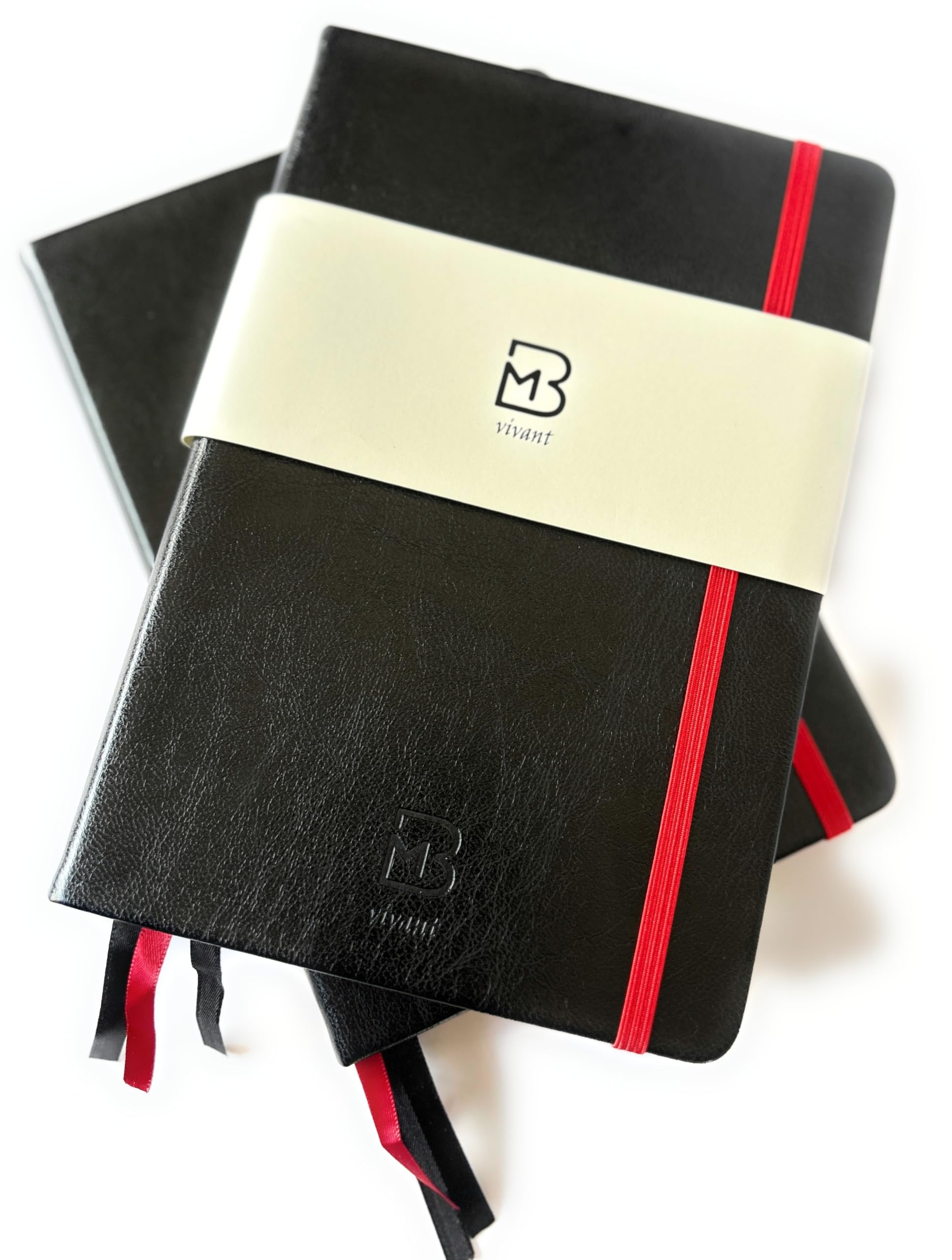 BEAU MONDE vivant A5 hardcover notebook | faux leather journal & diary for men & women | ebony black, 120gsm lined pages | daily note taking, journaling, planner, office & gift