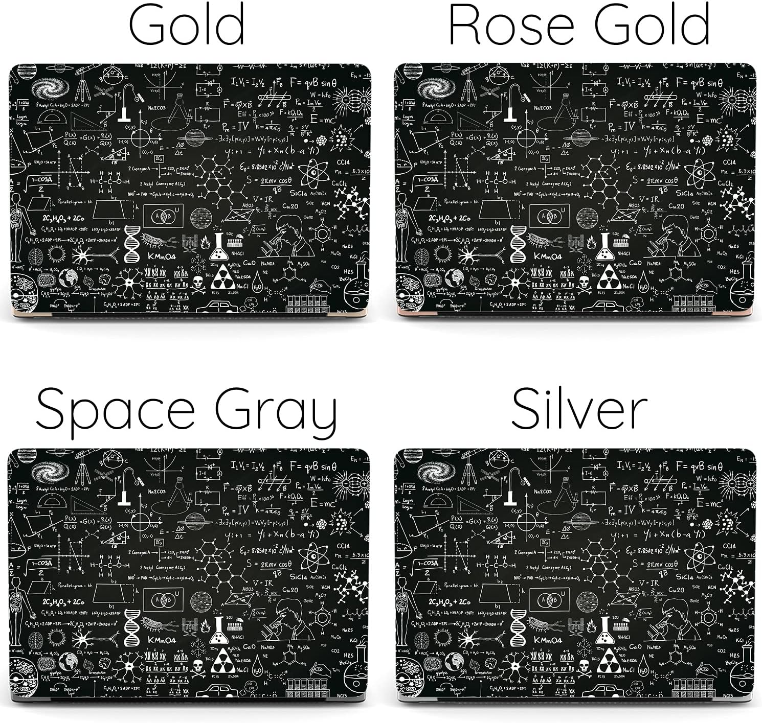 Mertak Hard Case Compatible with MacBook Pro 16 14 Air 15 13 inch M3 M2 M1 Mac 2024 2023 2022 2018 Pattern Mathematics Clear Black Protective Science Touch Bar Cover Physics Plastic Nerd Print Design