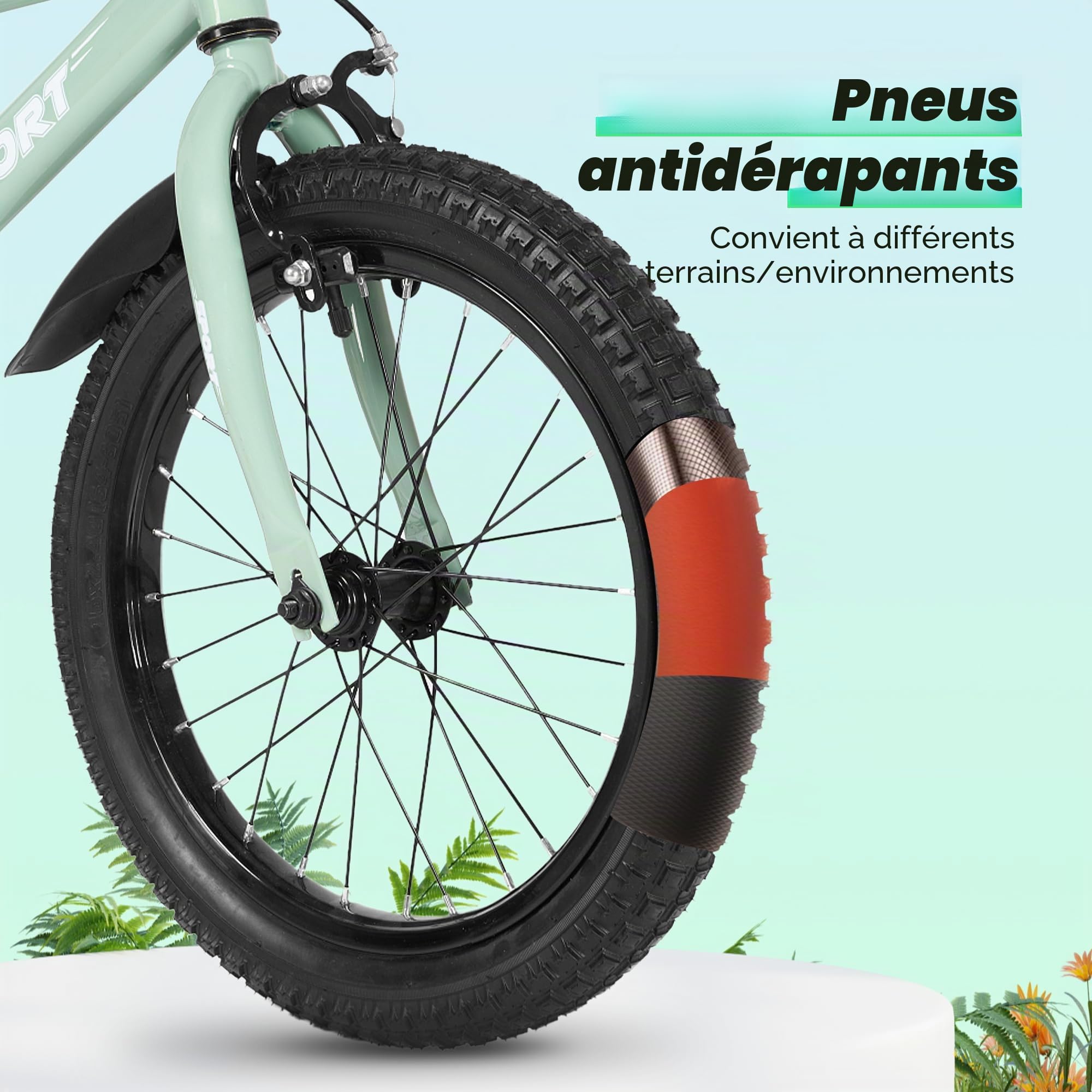 BODIOO Vélo pour Enfant de 12 Pouces avec siège réglable, Double Freins, Roues stabilisatrices, réflecteur et Garde-Boue, Convient aux Cyclistes de 84 à 97 cm