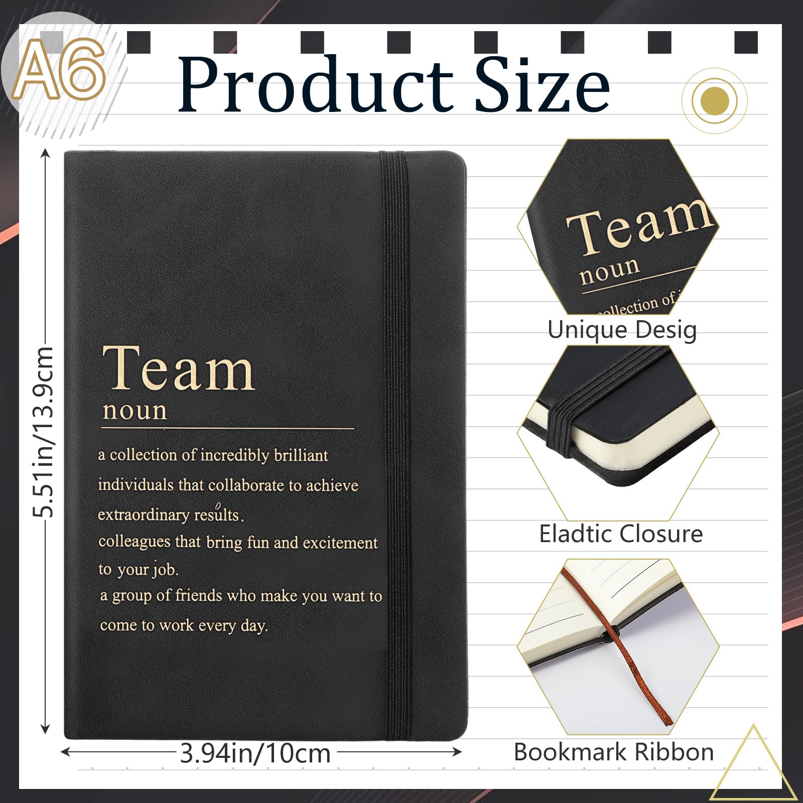 Team Appreciation Gifts Bulk Leather Inspirational Notebooks A6 Employee Journal Team Notepads Inspirational Gifts for Group Coworkers Staff Worker Nurse(Black,24 Pack)
