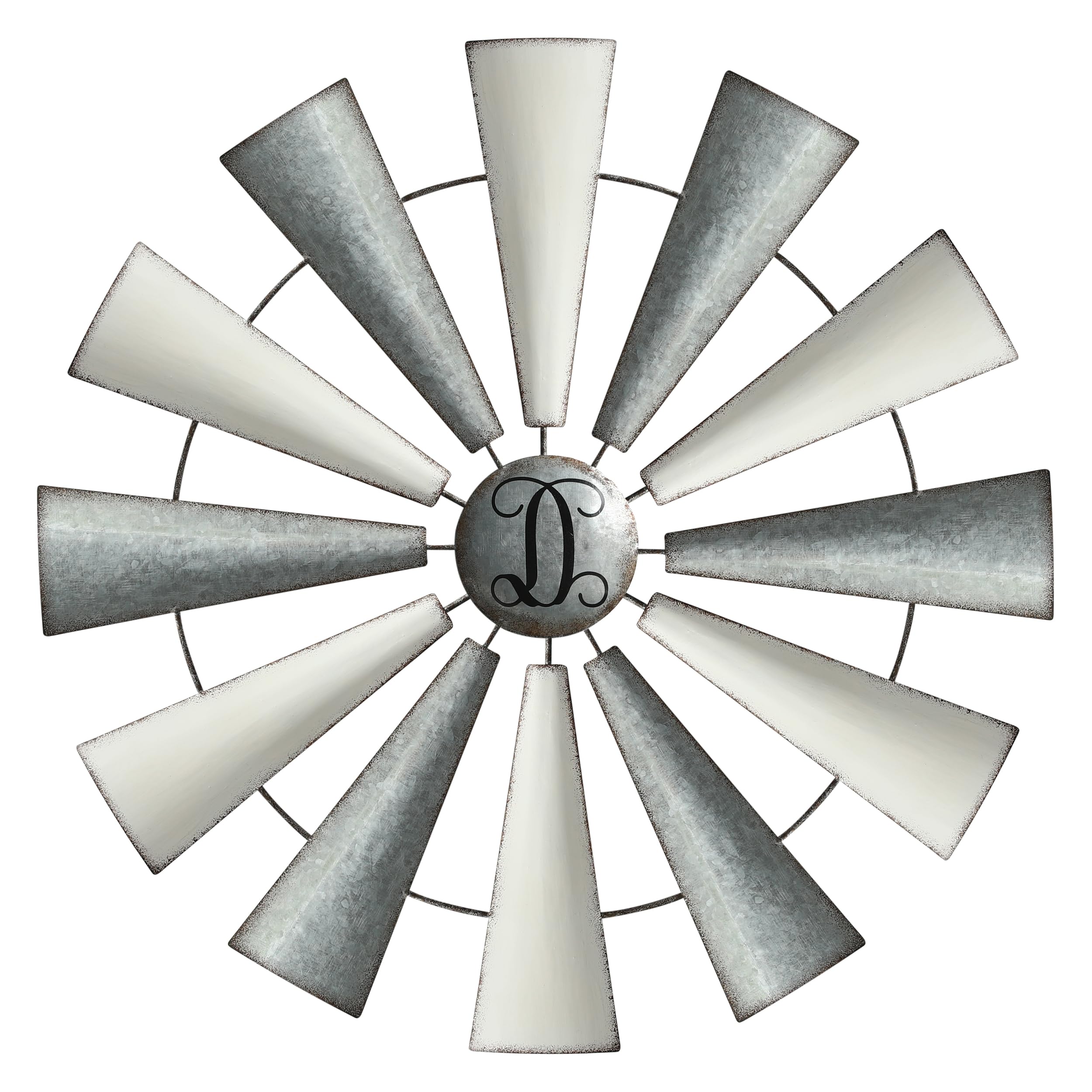COLLECTIVE HOME - Monogram Metal Windmill, Galvanized Hanging Wall Decor, Farmhouse Wall Sculpture, 22 Inch Wall Art for Office Living Room Bedroom B