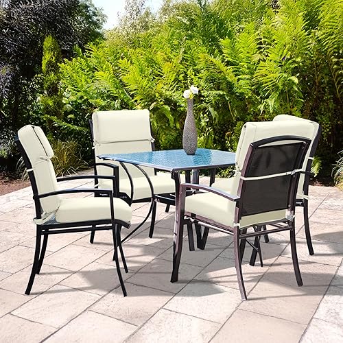 Miniatura 3 de BPS Juego de 4 cojines para sillas mecedoras para exteriores, de 20 x 20 pulgadas, resistentes a la decoloración y al agua, con funda extraíble