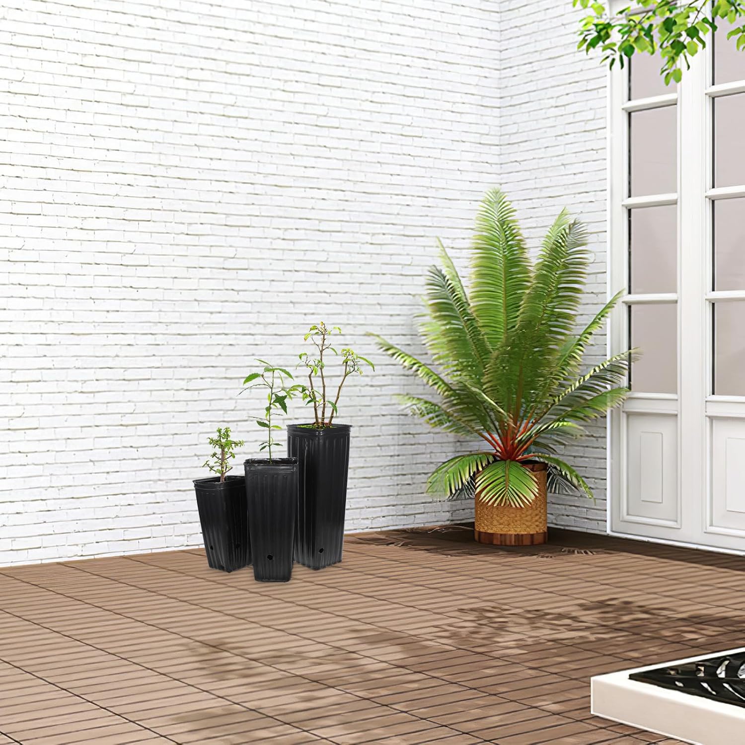 60pcs Square Nursery Pots Starter Cups Planting Seedling Nutrition Cups for Garden Vegetables and Citrus Growing, Sturdy Thickened Plastic Grow Containers Set