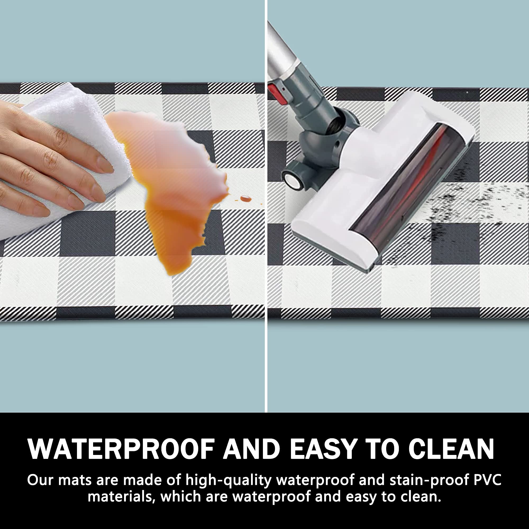 LIBRNTY 2 Stu00fccke Ku00fcchenmatte Set,Bodenmatte,ku00fcchenteppich Waschbar Rutschfest,Rutschfestes Ku00fcchenmatten,Badvorleger Rutschfest