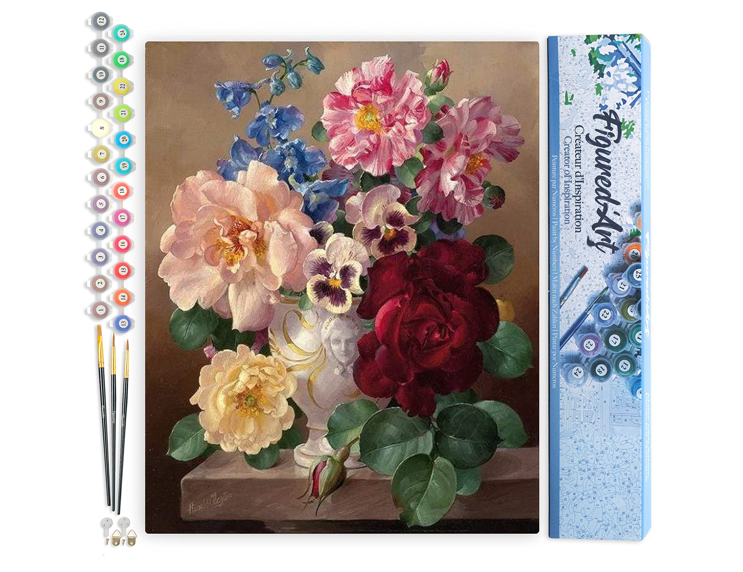 Figured'Art Paint by Numbers for Adults Beautiful Bouquet 40x50cm - Craft Art Painting DIY Kit Rolled Canvas Without Frame — image 1