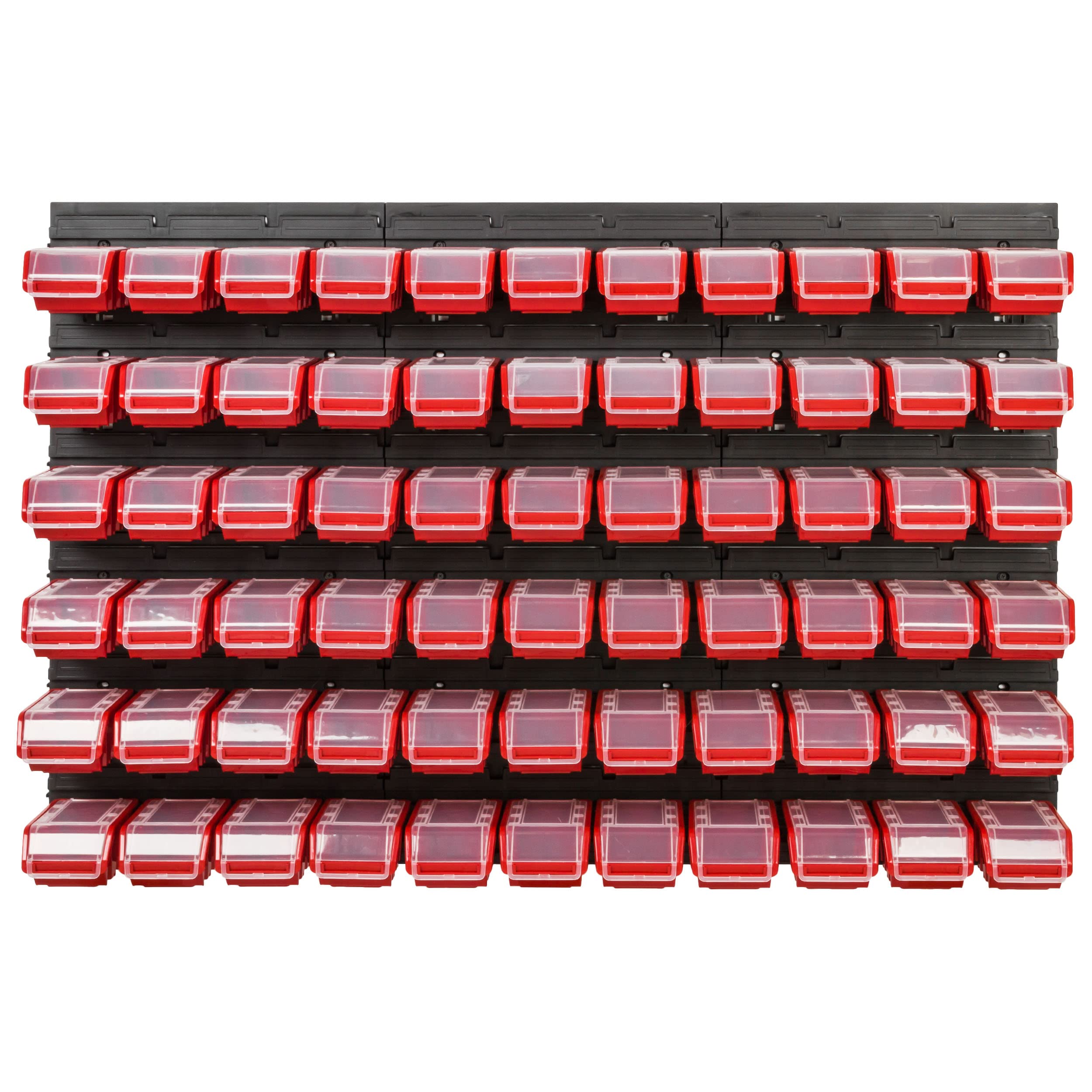 Sistema de almacenamiento de taller, 117 x 78 cm, 66 unidades, estantería de pared con cajas apilables, paneles de pared extrafuertes, estantería para herramientas, estantería de almacenamiento