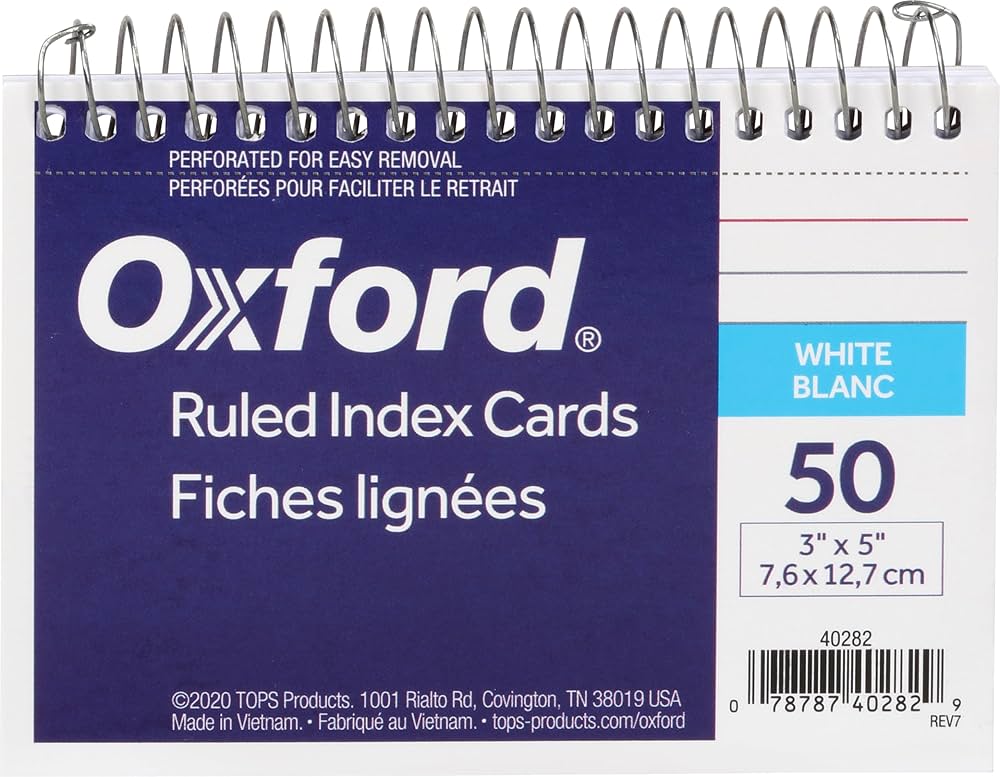 Amazon.com : Oxford Premium-Weight Index Cards, Spiral