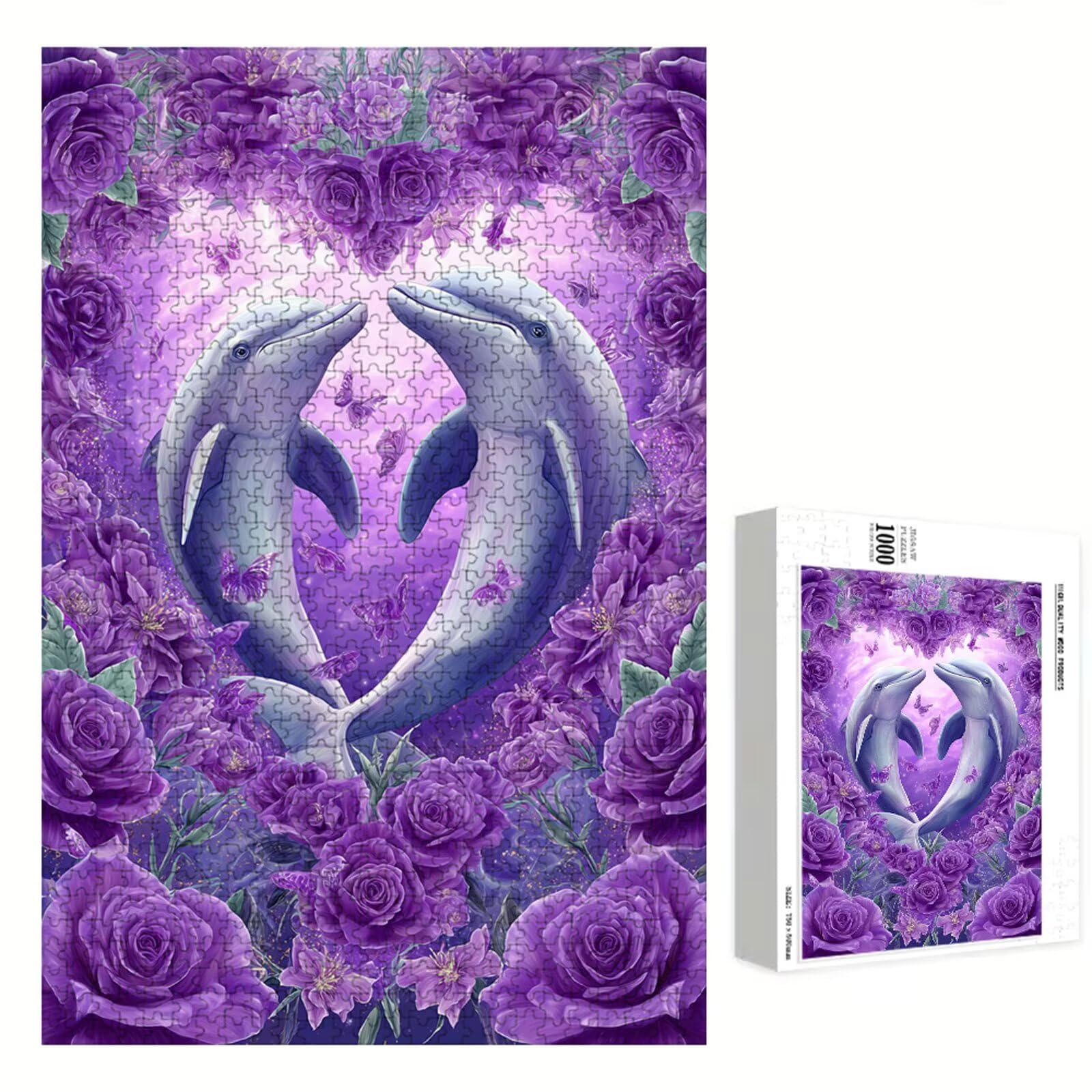 5000 Pezzi Puzzle Adulti - Delfino & Rose - Fabbricazione in Legno Robusto (Forma Classica) - Decorazione Murale con Poster - Prodotto Riservato ad Adulti e 14 Anni in Su (181x105cm) P3#958