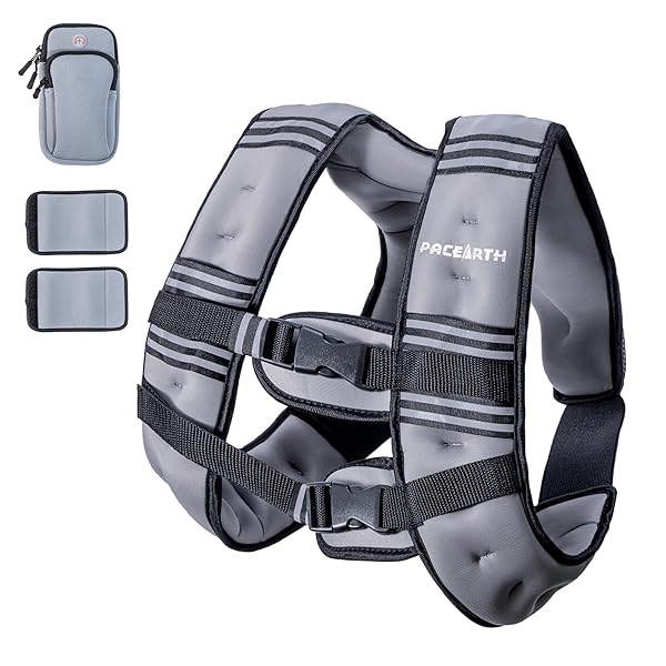 PACEARTH Weighted Vest,6lb/8lb/10lb/12lb/16lb/20lb/25lb/30lb Weight Vest with Reflective Stripe, Body Weight Vests for Women, Men, Weight Loss Workout, Strength Training, Running, Walking, Jogging