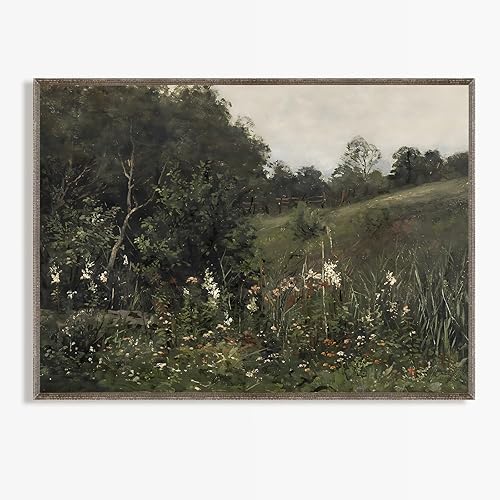 Arte de pared floral vintage de granja vintage, pintura retro, vintage, paisaje, paisaje, vintage, cuadros de paisaje vintage, arte neutro, arte disponible en Yaxa Colombia