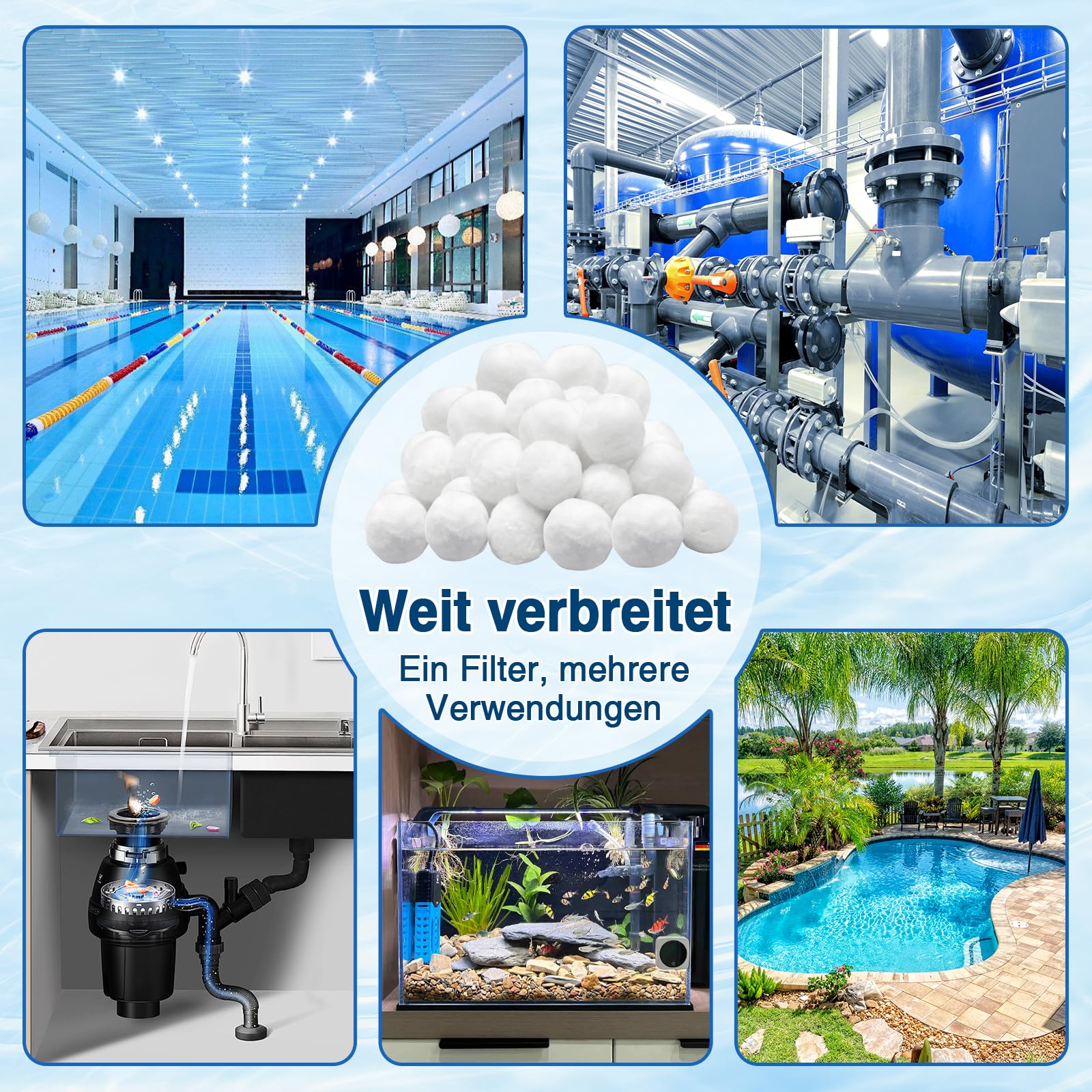 Halatool Filterbälle Pool 1460g - Filterbälle Für Sandfilteranlagen, Wiederverwendbar, Hocheffizient, Ersetzt 50 kg Filtersand, Für Pool, Schwimmbad, Filterpumpe, Aquarium